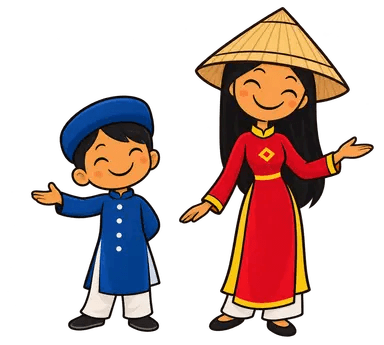 穿著越南傳統服飾的兩位小人